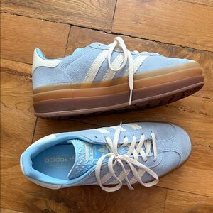 Adidas Sky Blue Platform Sneakers with Gum Sole